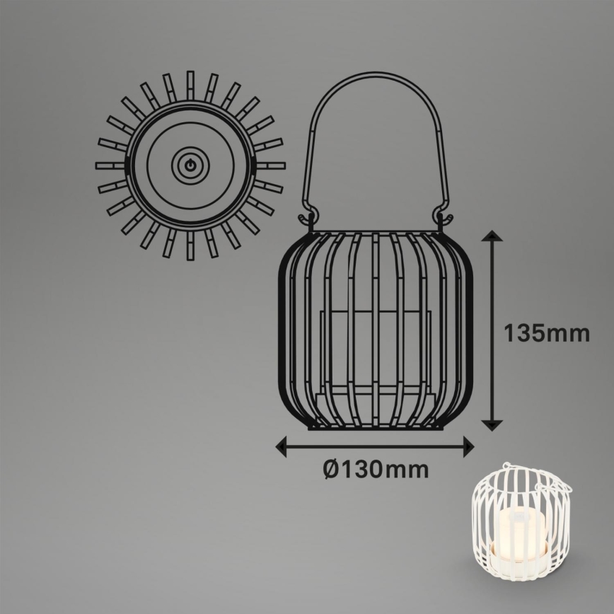 Brilo - LED Stmievateľná nabíjacia vonkajšia stolná lampa LED/2W/5V IP44 biela