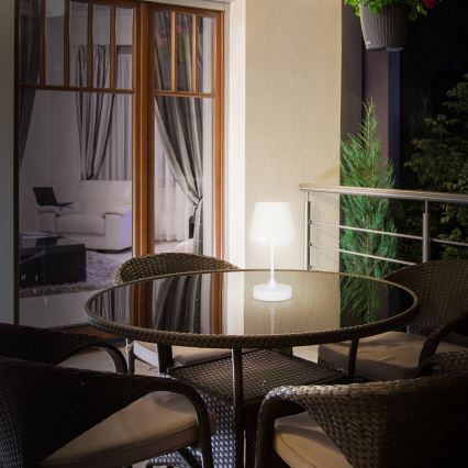 Brilo - LED Stmievateľná nabíjacia vonkajšia stolná lampa LED/3W/5V IP44 biela