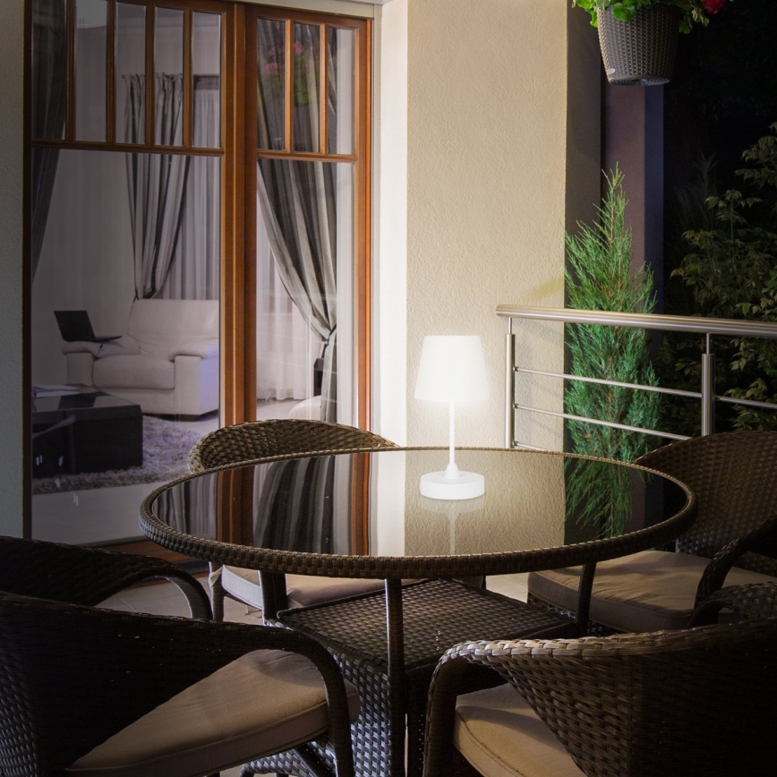 Brilo - LED Stmievateľná nabíjacia vonkajšia stolná lampa LED/3W/5V IP44 biela