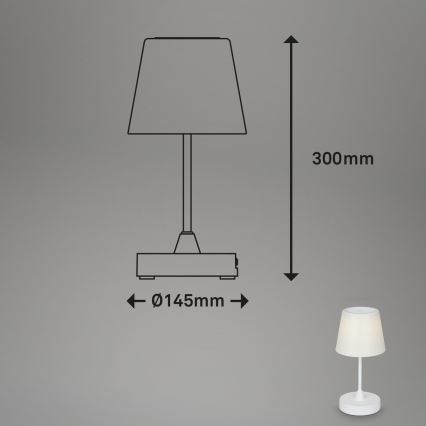 Brilo - LED Stmievateľná nabíjacia vonkajšia stolná lampa LED/3W/5V IP44 biela