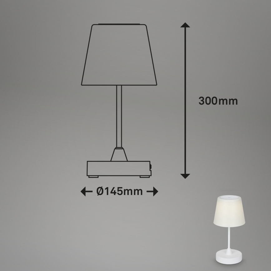Brilo - LED Stmievateľná nabíjacia vonkajšia stolná lampa LED/3W/5V IP44 biela