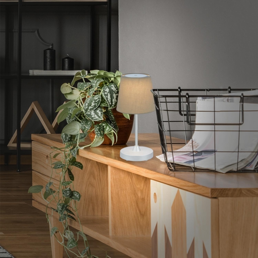 Brilo - LED Stmievateľná nabíjacia vonkajšia stolná lampa LED/3W/5V IP44 strieborná/béžová