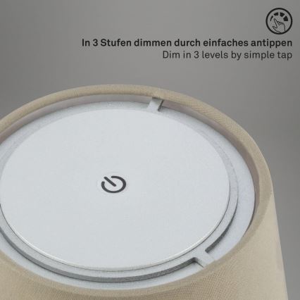 Brilo - LED Stmievateľná nabíjacia vonkajšia stolná lampa LED/3W/5V IP44 strieborná/béžová