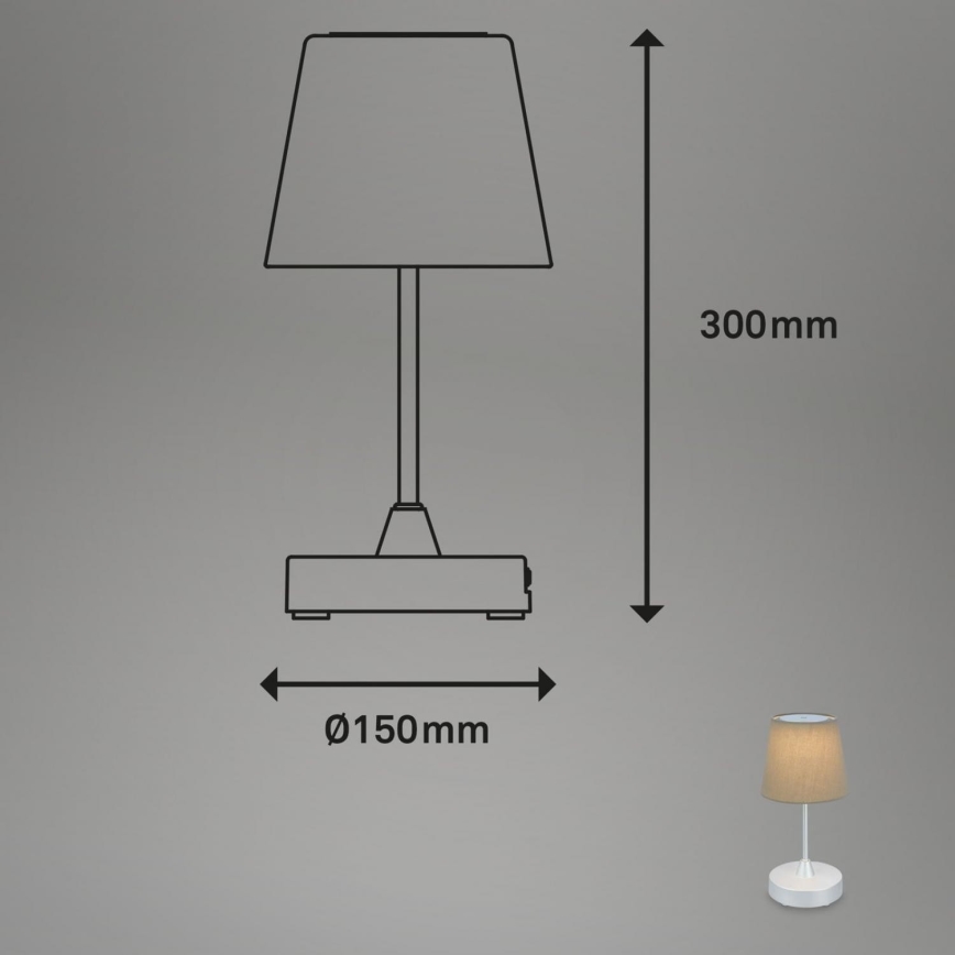 Brilo - LED Stmievateľná nabíjacia vonkajšia stolná lampa LED/3W/5V IP44 strieborná/béžová