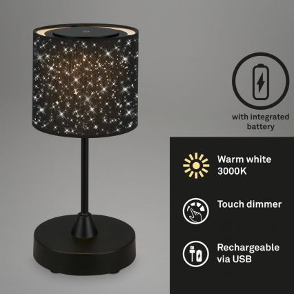 Brilo - LED stmievateľná nabíjateľná vonkajšia stolová lampa LOLE LED/3W/5V 2000mAh IP44 čierna