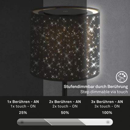 Brilo - LED stmievateľná nabíjateľná vonkajšia stolová lampa LOLE LED/3W/5V 2000mAh IP44 čierna