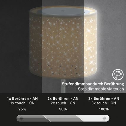 Brilo - LED Stmievateľná nabíjacia vonkajšia stolná lampa LOLE LED/3W/5V 2000mAh IP44 strieborná/béžová