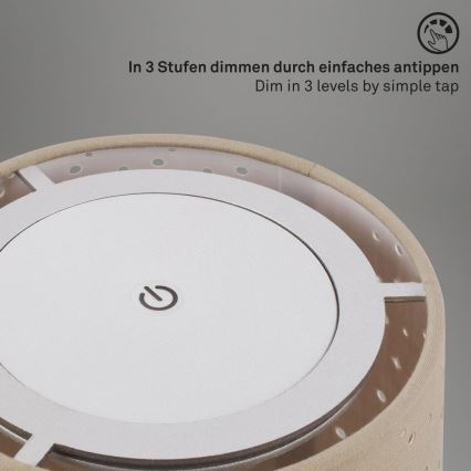 Brilo - LED Stmievateľná nabíjacia vonkajšia stolná lampa LOLE LED/3W/5V 2000mAh IP44 strieborná/béžová