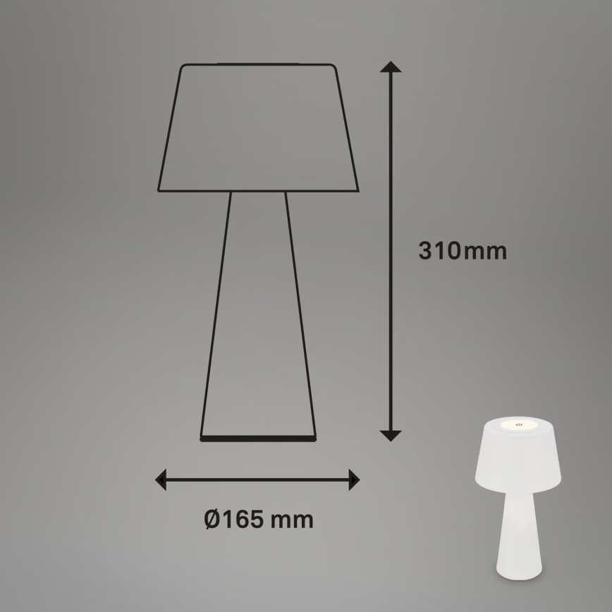 Brilo - LED Stmievateľná nabíjacia vonkajšia stolná lampa LED/3,5W/5V IP44 biela