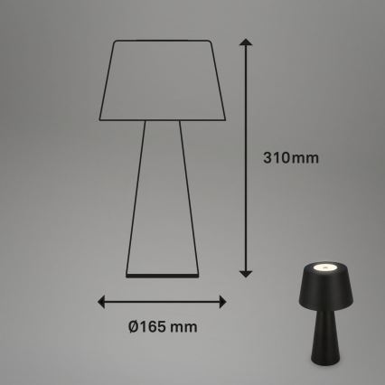 Brilo - LED Stmievateľná nabíjacia vonkajšia stolná lampa LED/3,5W/5V IP44 čierna