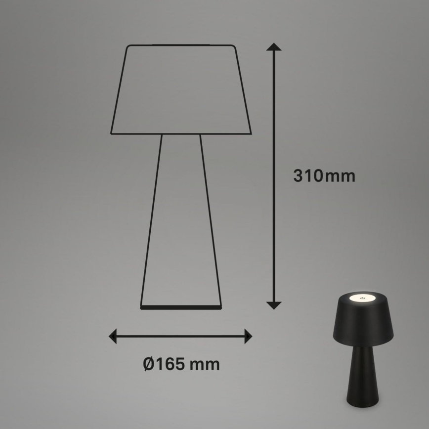 Brilo - LED Stmievateľná nabíjacia vonkajšia stolná lampa LED/3,5W/5V IP44 čierna