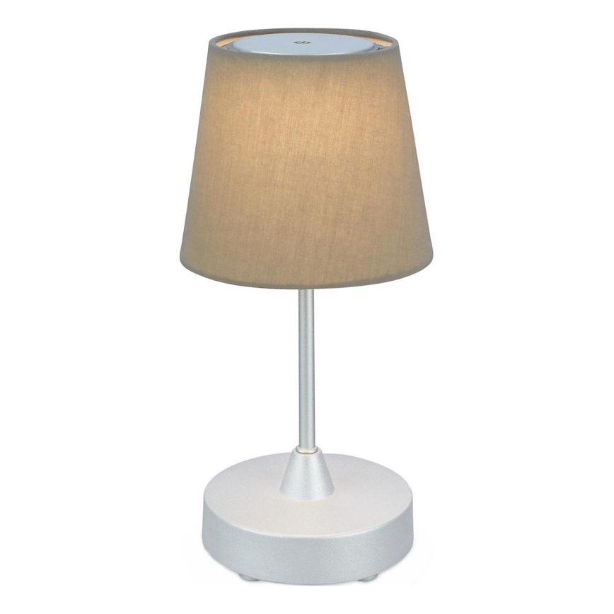 Brilo - LED Stmievateľná nabíjacia vonkajšia stolná lampa LED/3W/5V IP44 strieborná/béžová