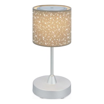 Brilo - LED stmievateľná nabíjateľná vonkajšia stolová lampa LOLE LED/3W/5V 2000mAh IP44 strieborná/béžová