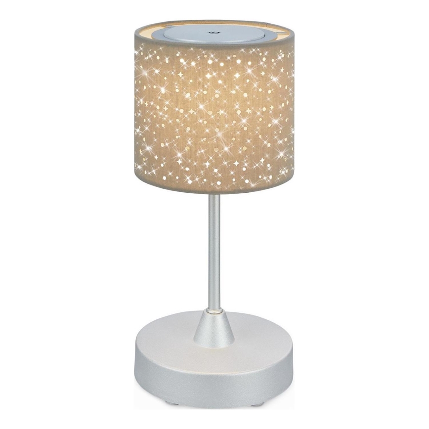 Brilo - LED stmievateľná nabíjateľná vonkajšia stolová lampa LOLE LED/3W/5V 2000mAh IP44 strieborná/béžová