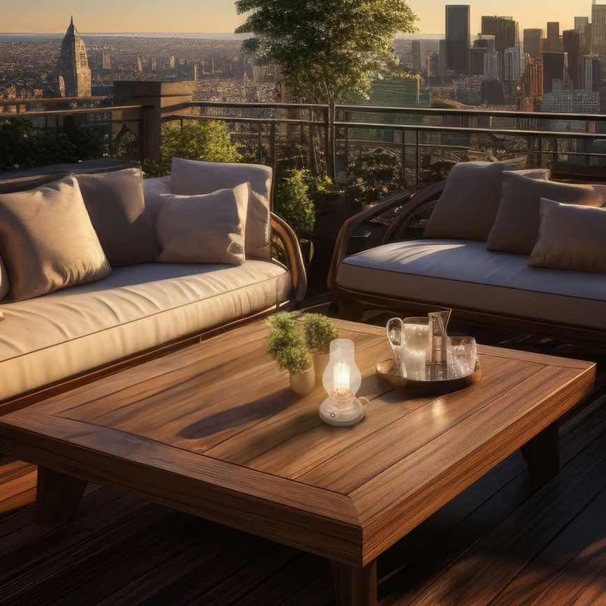 Brilo - LED stmievateľná vonkajšia nabíjateľná stolová lampa KANEA LED/1,5W/5V IP44 1200 mAh béžová