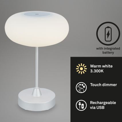 Brilo - LED Stmievateľná vonkajšia nabíjateľná stolná lampa OLANA LED/3W/5V 3300K IP44