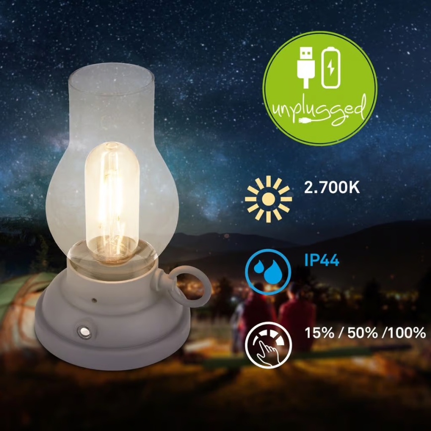 Brilo - LED stmievateľná vonkajšia nabíjacia stolová lampa KANEA LED/1,5W/5V IP44 1200 mAh antracit
