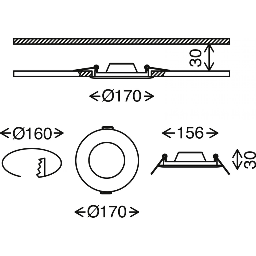 Brilo - LED Stmievateľné kúpeľňové podhľadové svietidlo FLAT LED/12W/230V IP44