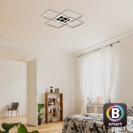 Brilo - LED Stmievateľné stropné svietidlo FRAME LED/50W/230V 2700-6500K 72,4x72,4cm čierna Wi-Fi Tuya + diaľkové ovládanie