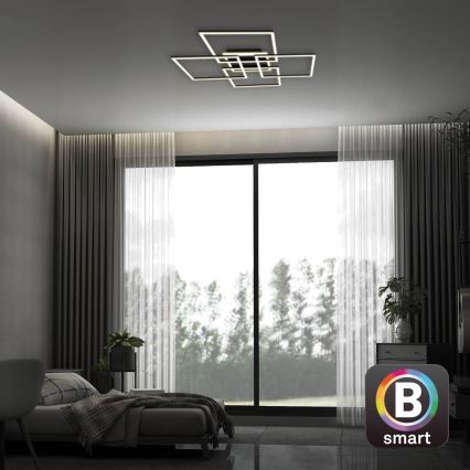 Brilo - LED Stmievateľné stropné svietidlo FRAME LED/50W/230V 2700-6500K 72,4x72,4cm čierna Wi-Fi Tuya + diaľkové ovládanie