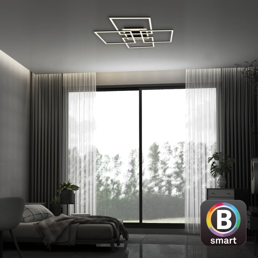 Brilo - LED Stmievateľné stropné svietidlo FRAME LED/50W/230V 2700-6500K 72,4x72,4cm čierna Wi-Fi Tuya + diaľkové ovládanie