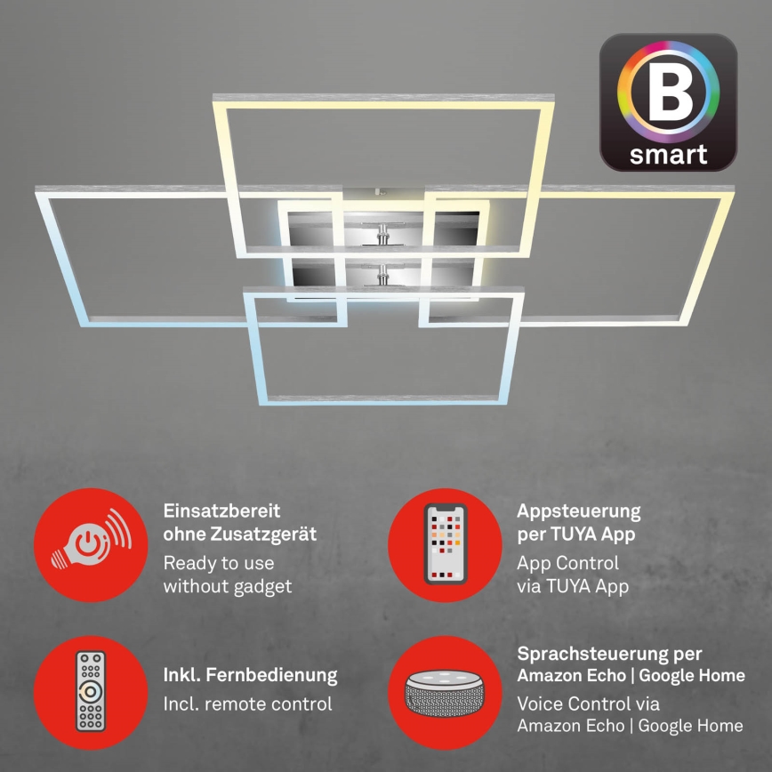 Brilo - LED Stmievateľný prisadený luster FRAME LED/50W/230V 2700-6500K Wi-Fi Tuya + diaľkové ovládanie