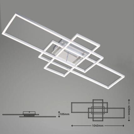 Brilo - LED Stmievateľný prisadený luster FRAME LED/51W/230V 2700-5000K chróm + diaľkové ovládanie