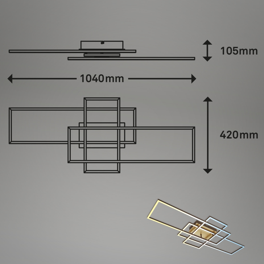 Brilo - LED Stmievateľný prisadený luster FRAME LED/51W/230V 2700-5000K hnedá/zlatá + diaľkové ovládanie