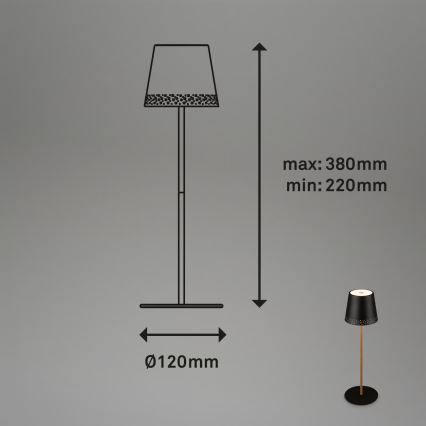 Brilo - LED Stmievateľná nabíjacia dotyková vonkajšia stolová lampa KIKI LED/2,6W/5V IP44 2600 mAh čierna