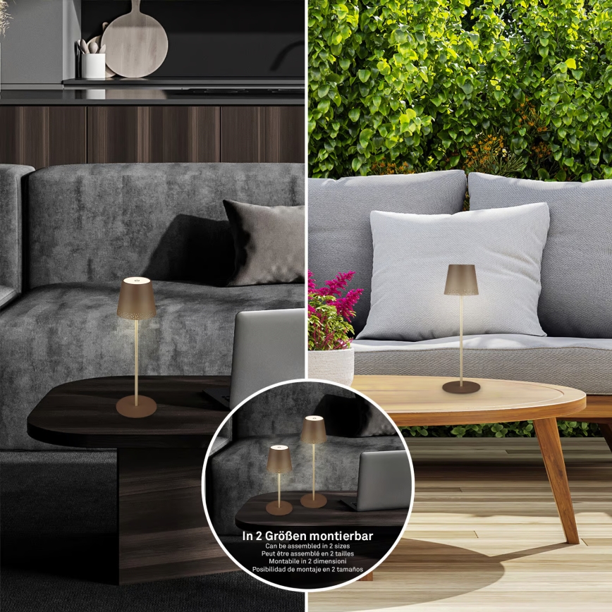 Brilo - stmievateľná nabíjateľná dotyková vonkajšia stolová lampa KIKI LED/2,6W/5V IP44 2600 mAh hnedá