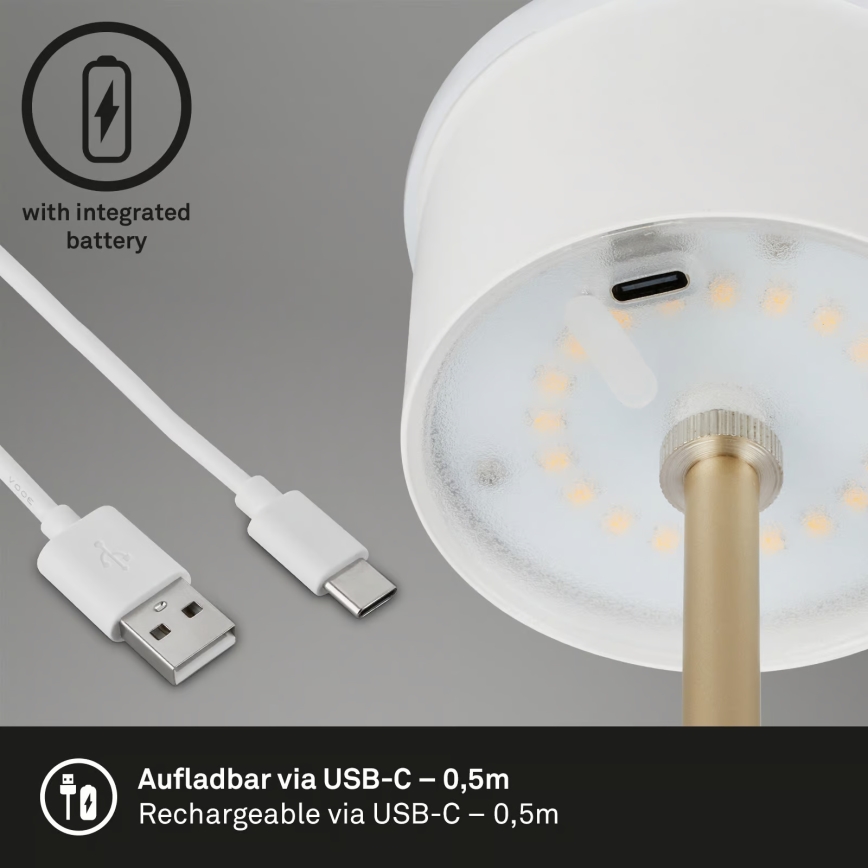 Brilo - stmievateľná nabíjateľná dotyková vonkajšia stolová lampa KIKI LED/2,6W/5V IP44 2600 mAh hnedá