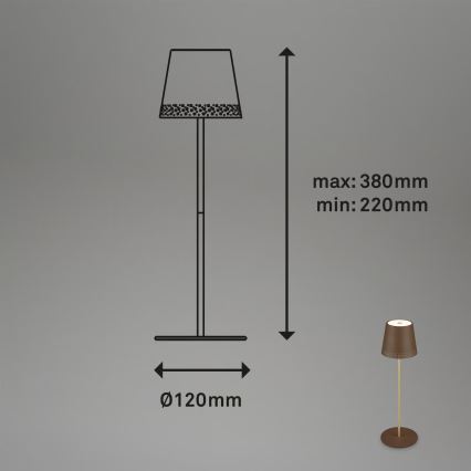 Brilo - stmievateľná nabíjateľná dotyková vonkajšia stolová lampa KIKI LED/2,6W/5V IP44 2600 mAh hnedá