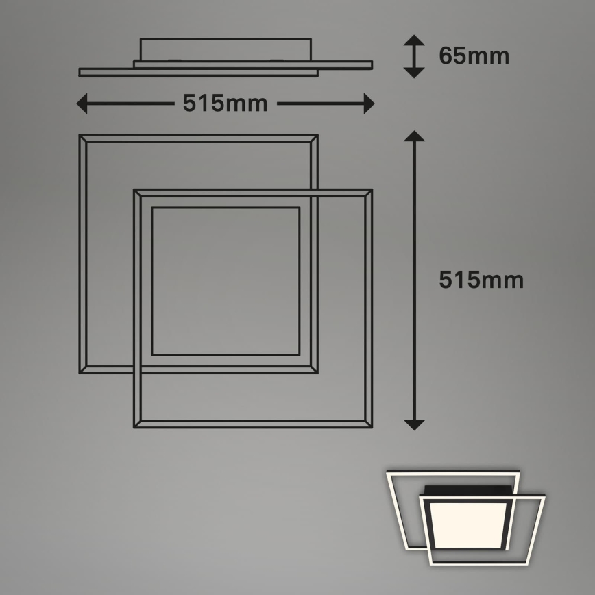 Brilo - LED stropné svietidlo 2xLED/16W/230V + LED/19W 51,5x51,5 cm čierna