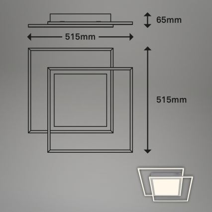 Brilo - LED stropné svietidlo 2xLED/16W/230V + LED/19W 51,5x51,5 cm matný chróm