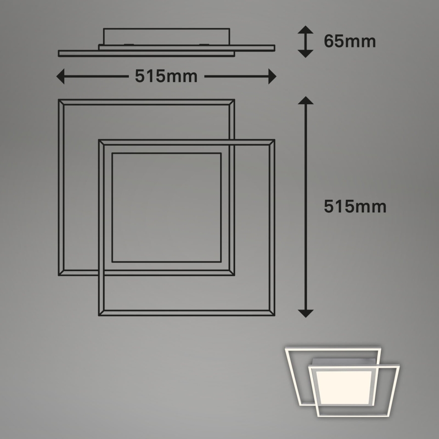 Brilo - LED stropné svietidlo 2xLED/16W/230V + LED/19W 51,5x51,5 cm matný chróm