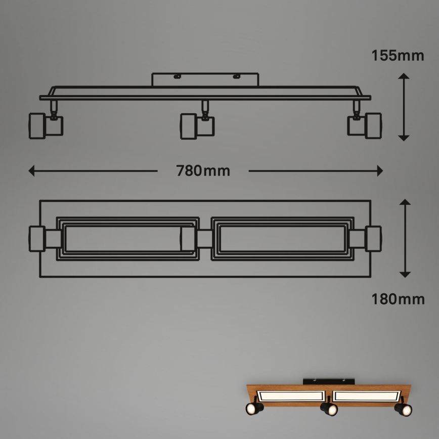 Brilo - LED Stropné svietidlo LED/24W/230V + 3xGU10/9W 3000K