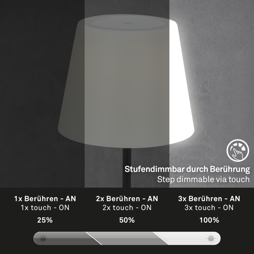 Brilo - LED Vonkajšia stmievateľná dobíjacia lampa LED/3W/5V IP44 2000 mAh