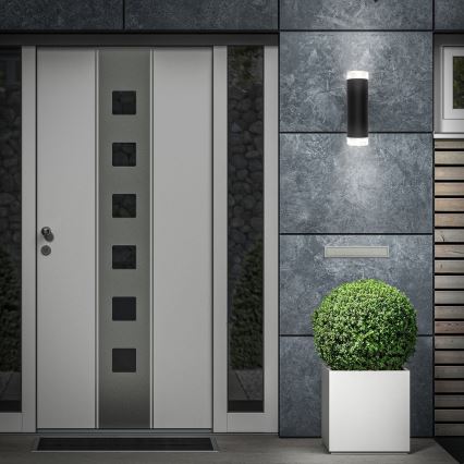 Brilo - LED Vonkajšie nástenné svietidlo 2xGU10/4,7W/230V IP44 4000K čierna