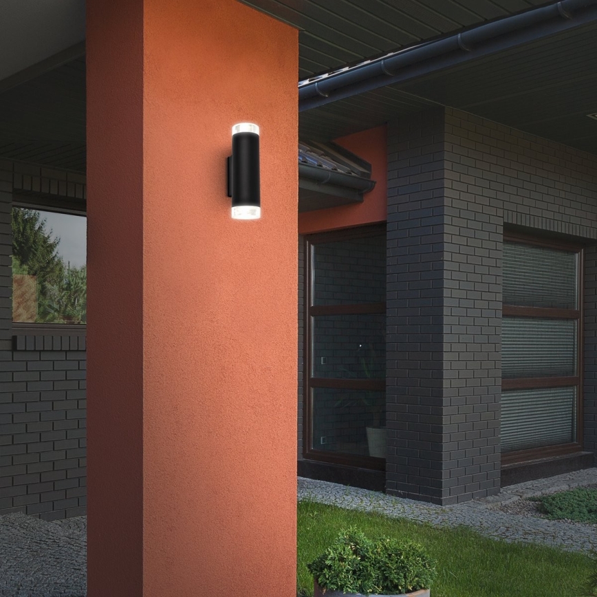 Brilo - LED Vonkajšie nástenné svietidlo 2xGU10/4,7W/230V IP44 4000K čierna