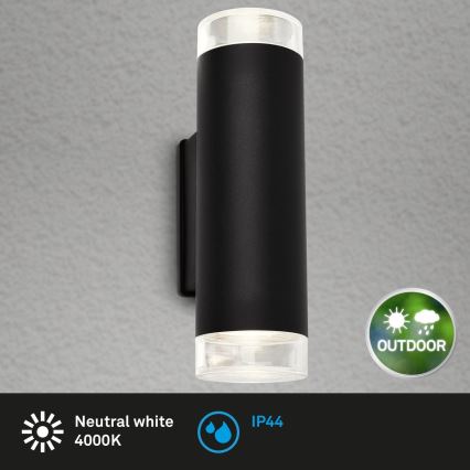 Brilo - LED Vonkajšie nástenné svietidlo 2xGU10/4,7W/230V IP44 4000K čierna