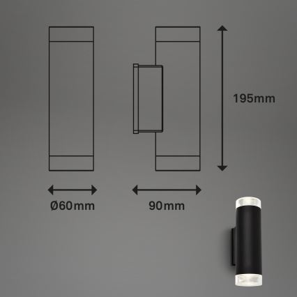 Brilo - LED Vonkajšie nástenné svietidlo 2xGU10/4,7W/230V IP44 4000K čierna