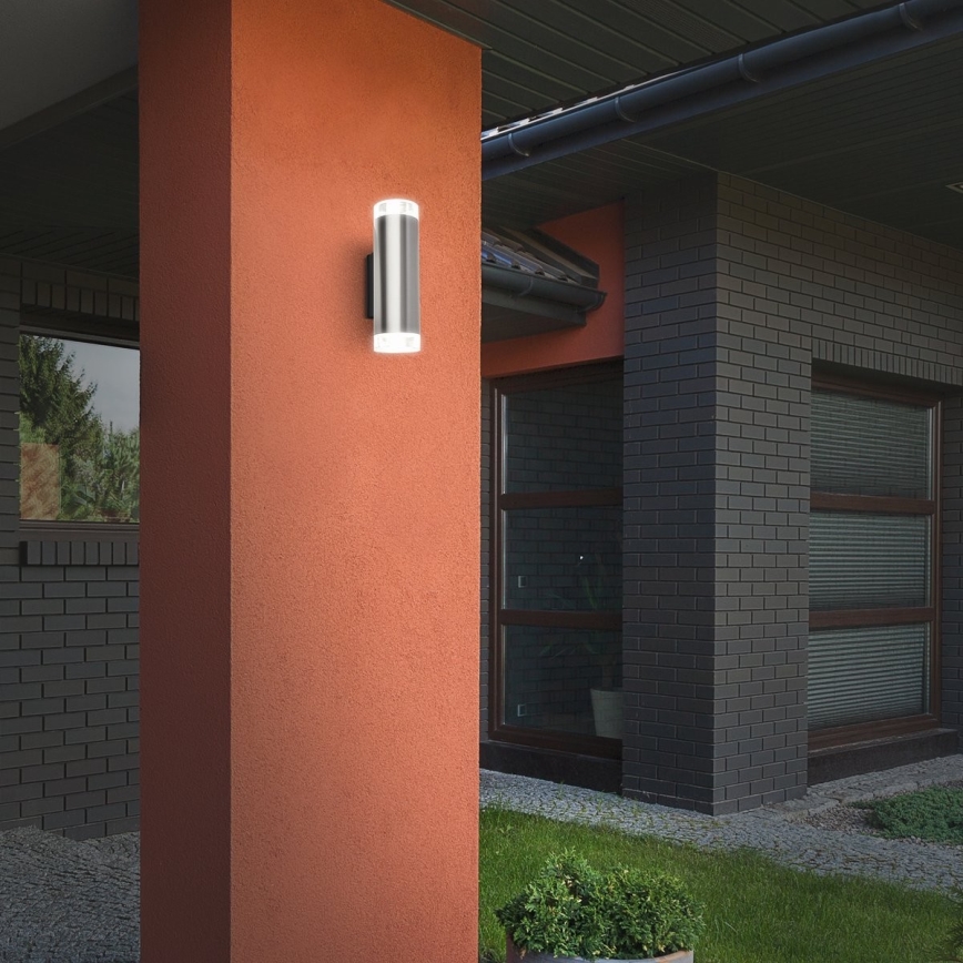 Brilo - LED Vonkajšie nástenné svietidlo 2xGU10/4,7W/230V IP44 4000K matný chróm