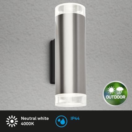 Brilo - LED Vonkajšie nástenné svietidlo 2xGU10/4,7W/230V IP44 4000K matný chróm