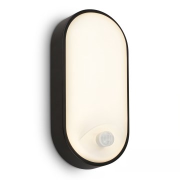 Brilo - LED vonkajšie nástenné svietidlo s pohybovým a súmrakovým senzorom RUCH LED/12W/230V IP65 čierna