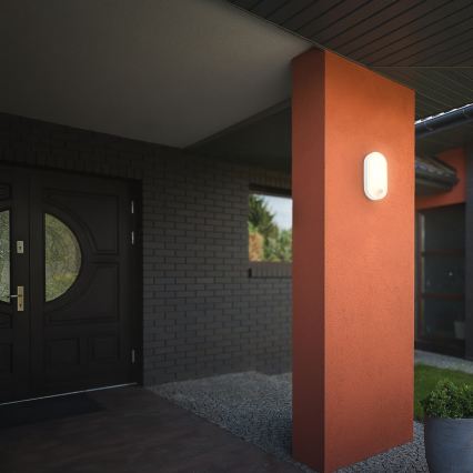 Brilo - LED vonkajšie nástenné svietidlo so senzorom pohybu a súmraku RUCH LED/12W/230V IP65 biele