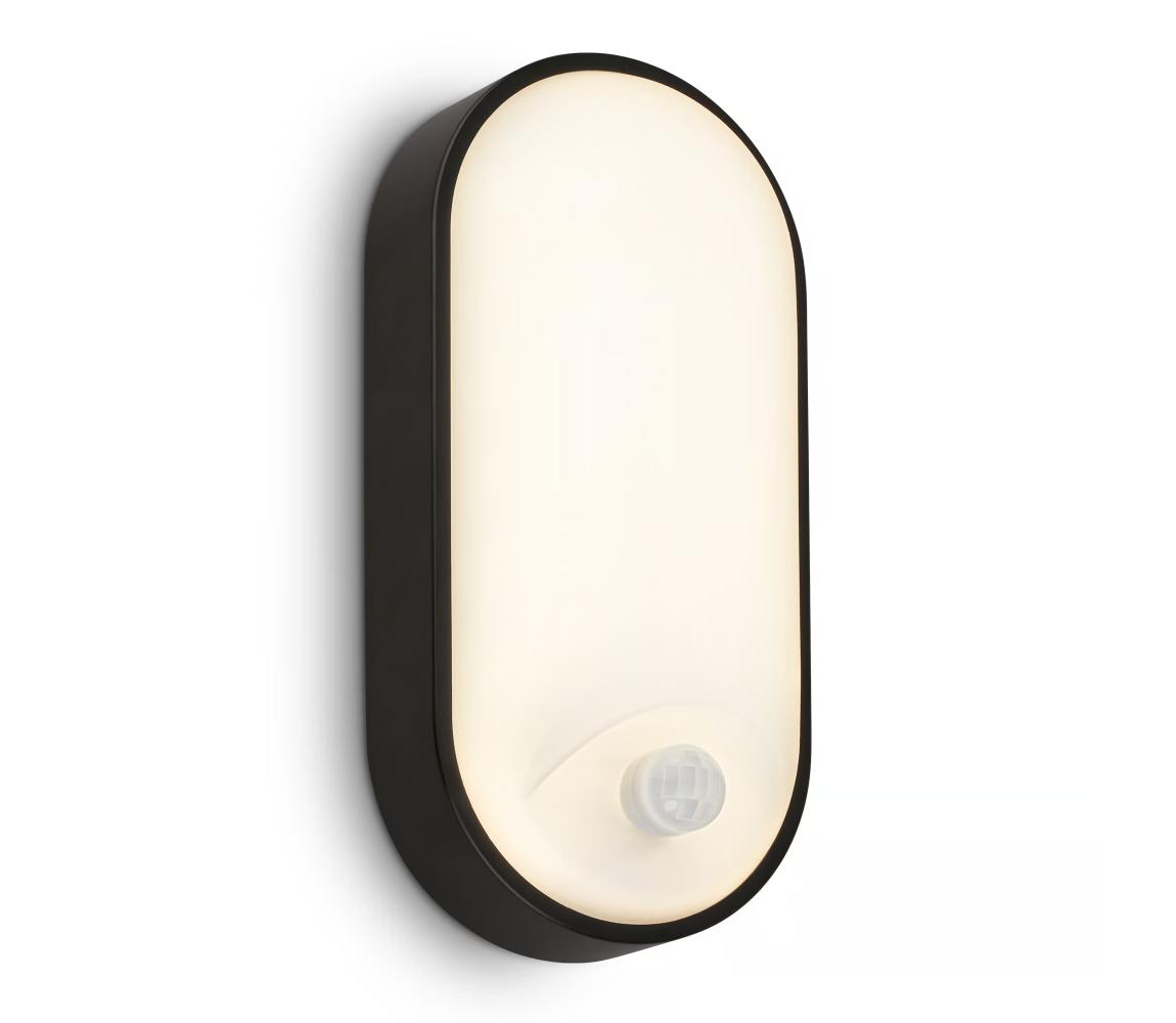Brilo - LED vonkajšie nástenné svietidlo s pohybovým senzorom RUCH LED/12W/230V IP65 čierna 3830015