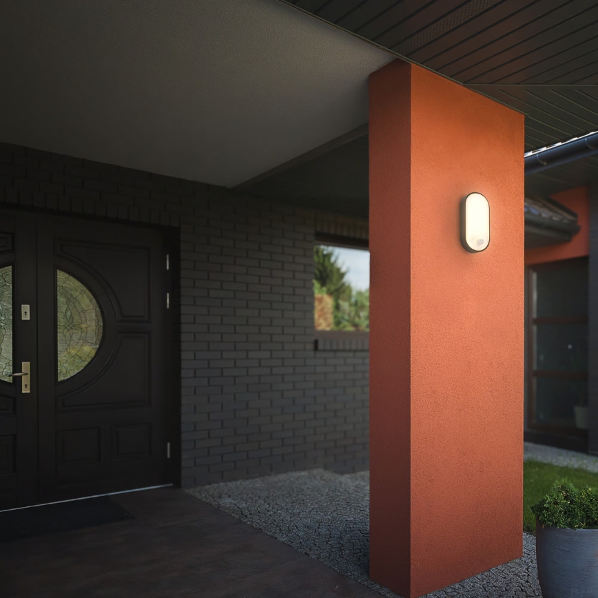 Brilo - LED vonkajšie nástenné svietidlo s pohybovým a súmrakovým senzorom RUCH LED/12W/230V IP65 čierna