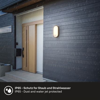 Brilo - LED vonkajšie nástenné svietidlo s pohybovým a súmrakovým senzorom RUCH LED/12W/230V IP65 čierna