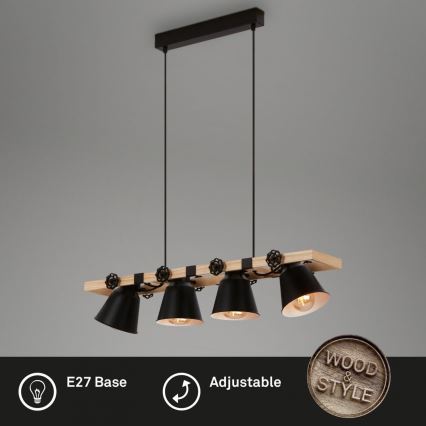 Brilo - Luster na lanku TALLE 4xE27/40W/230V kaučukovník