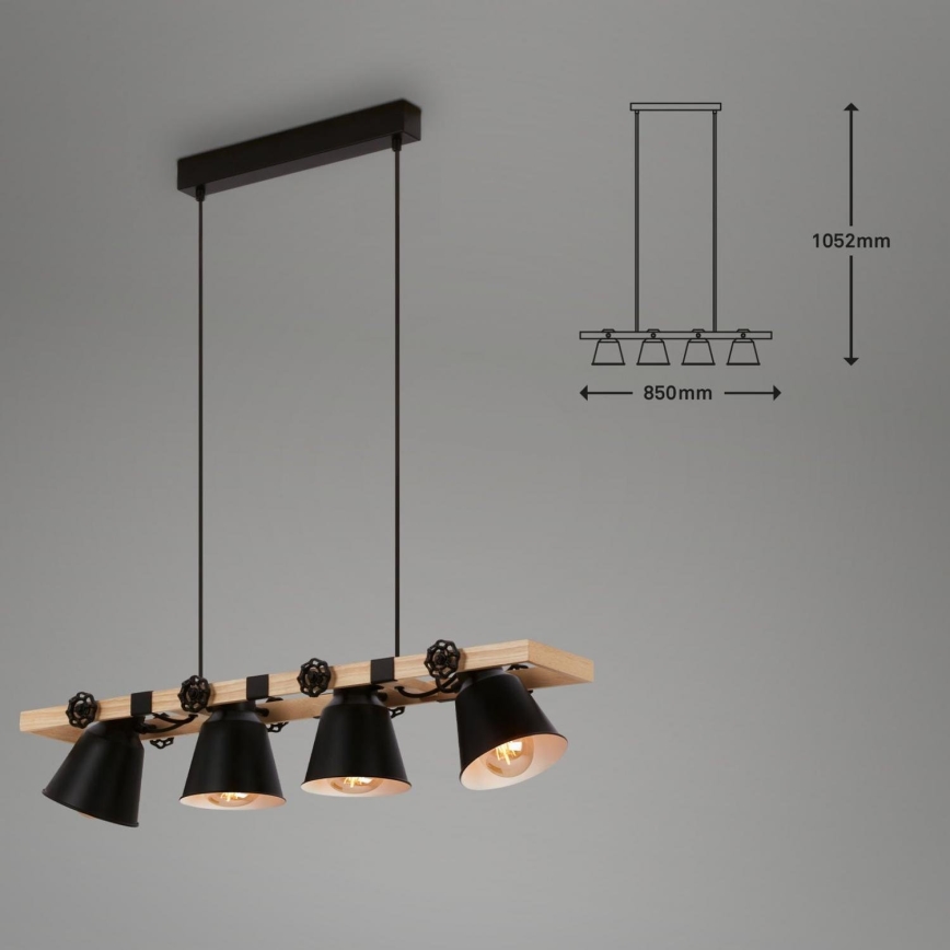 Brilo - Luster na lanku TALLE 4xE27/40W/230V kaučukovník